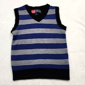 Boy's Blue And Gray Striped Sweater Vest 6